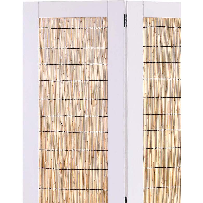 Image 3 Sosa 47" Wide White Wood Wicker 3-Panel Screen/Room Divider more views