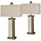 Sotola Antique Brass and White Marble Table Lamps Set of 2