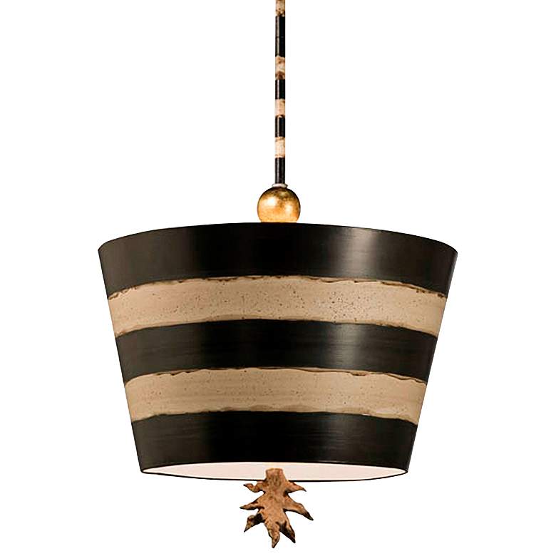 Image 1 South Beach 15 inch Wide Black and Gold Striped Pendant Light