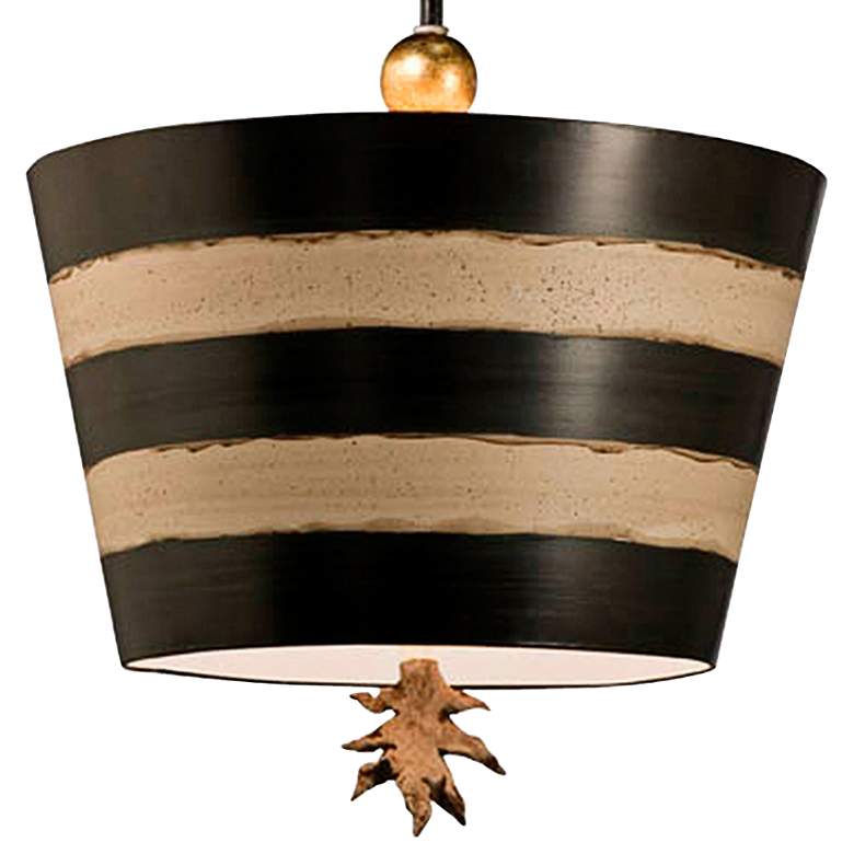 Image 2 South Beach 15" Wide Black and Gold Striped Pendant Light more views