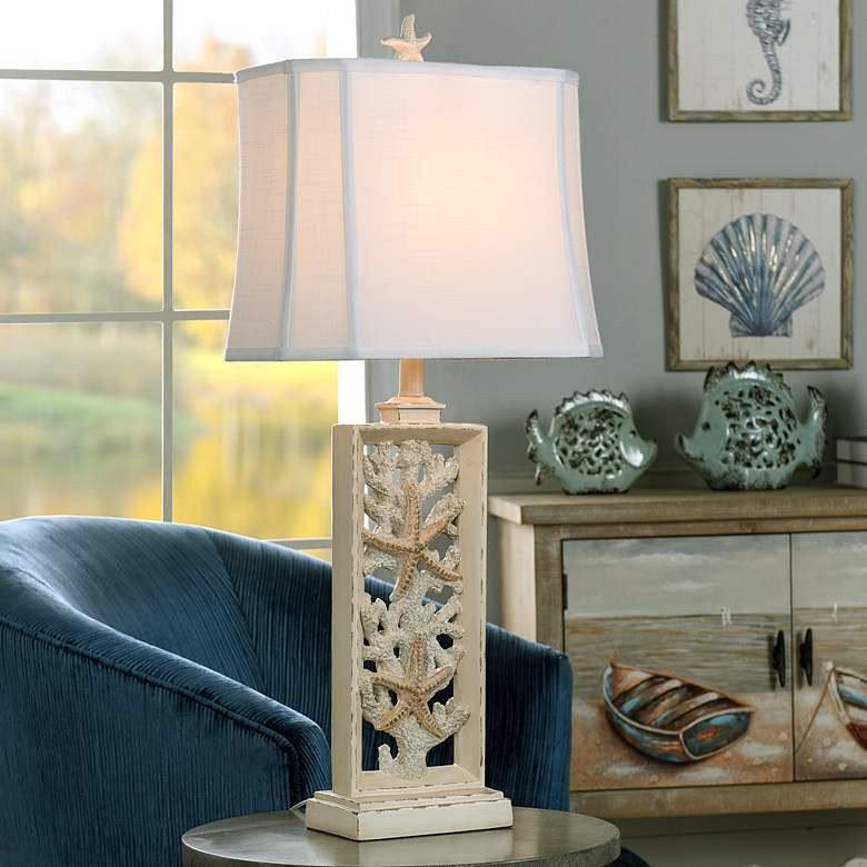 Image 1 South Cove Weathered Cream Starfish Table Lamp