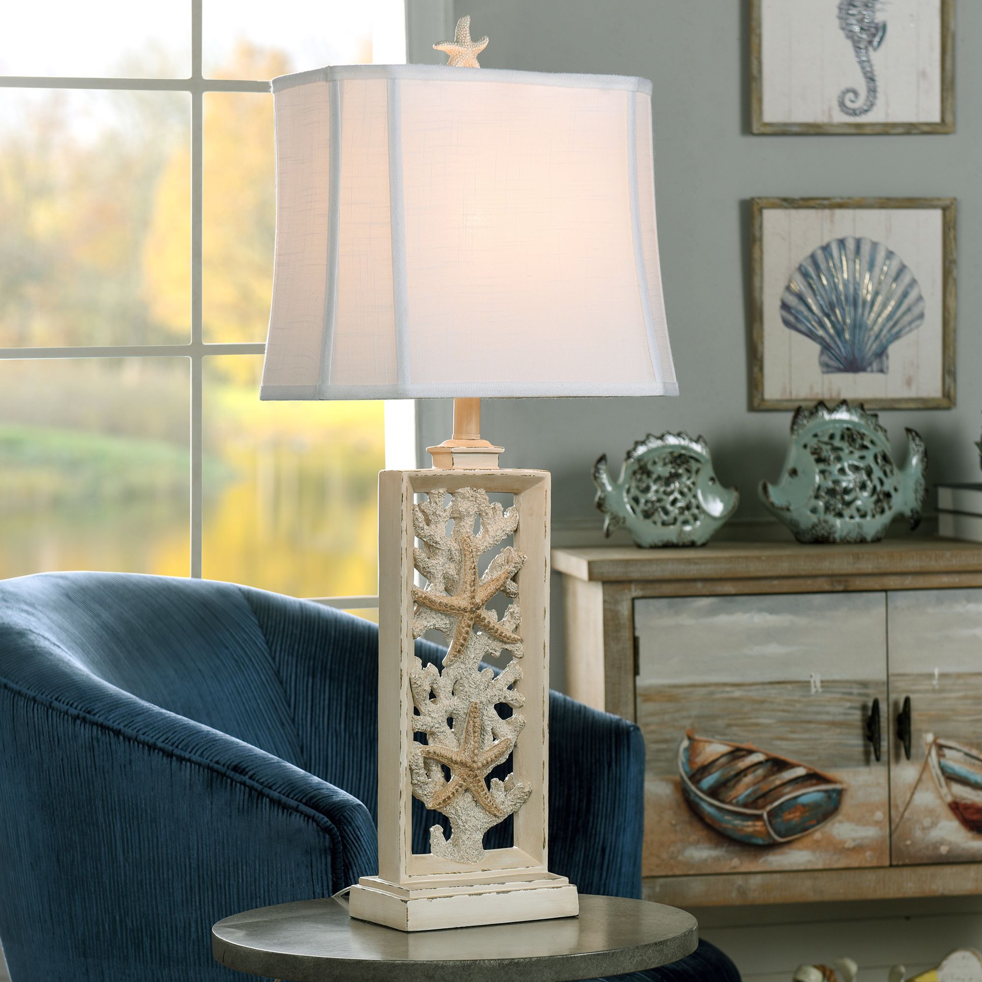 South Cove Weathered Cream Starfish Table Lamp