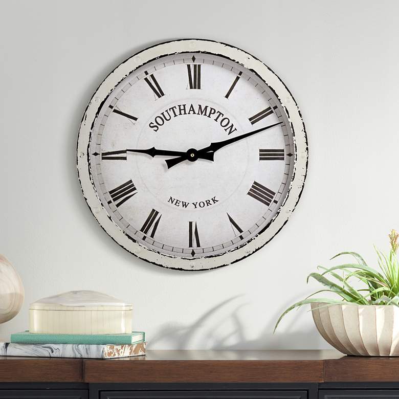 Image 1 Southampton Vintage 16 inch Wide Battery Operated Wall Clock