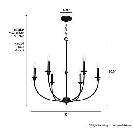 Image5 of Southcrest Matte Black 6 Light Chandelier Ceiling Light Fixture more views