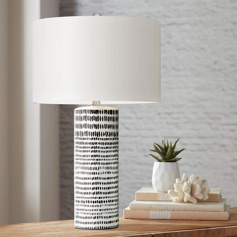 Image 1 Southern Heritage Black-Spotted White Ceramic Table Lamp