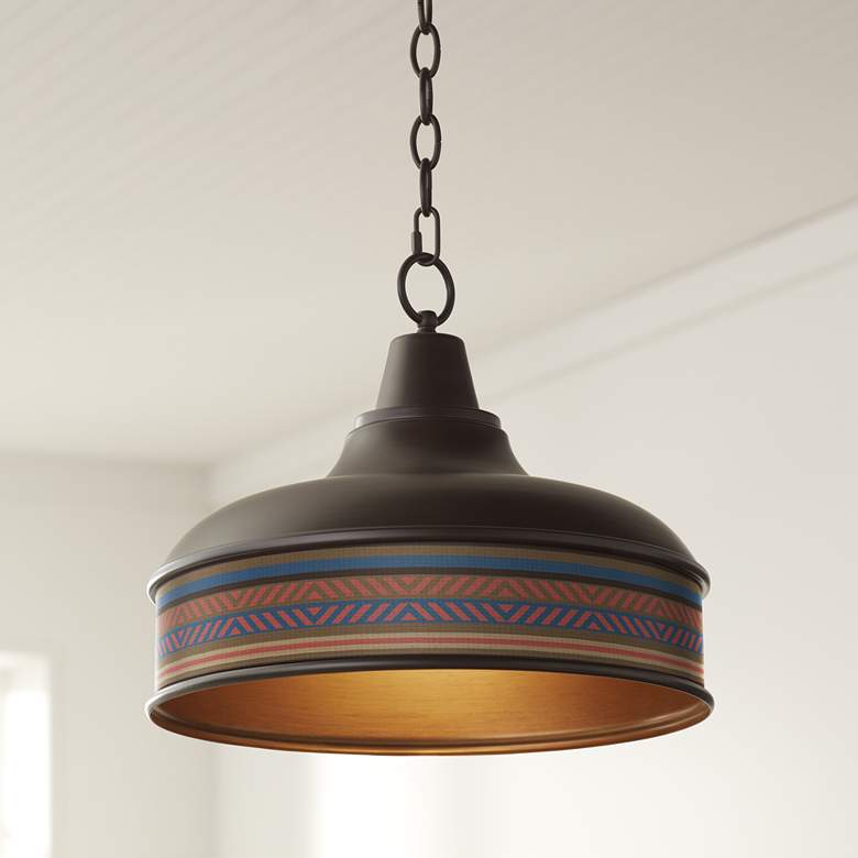 Image 1 Southwest Bay Benson 15" Wide Bronze Pendant Light