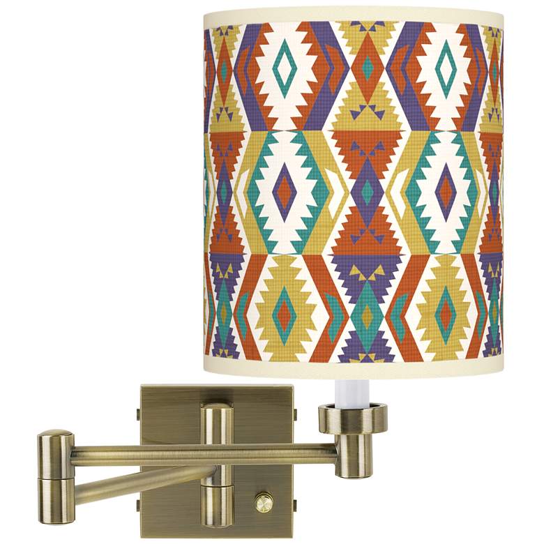 Image 1 Southwest Bohemian Antique Brass Swing Arm Wall Lamp