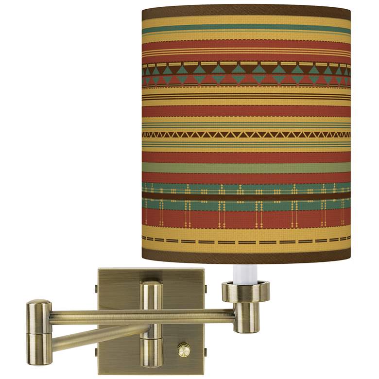 Image 1 Southwest Desert Antique Brass Swing Arm Wall Lamp
