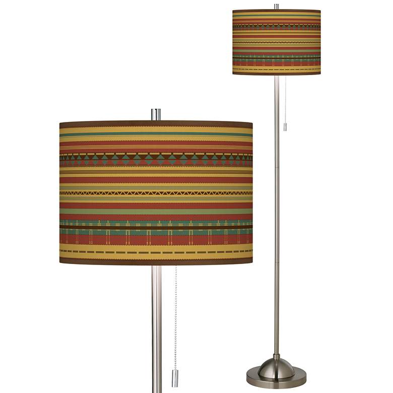 Image 1 Southwest Desert Brushed Nickel Pull Chain Floor Lamp