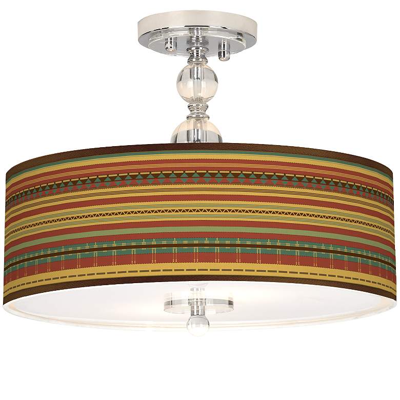 Image 1 Southwest Desert Giclee 16" Wide Semi-Flush Ceiling Light