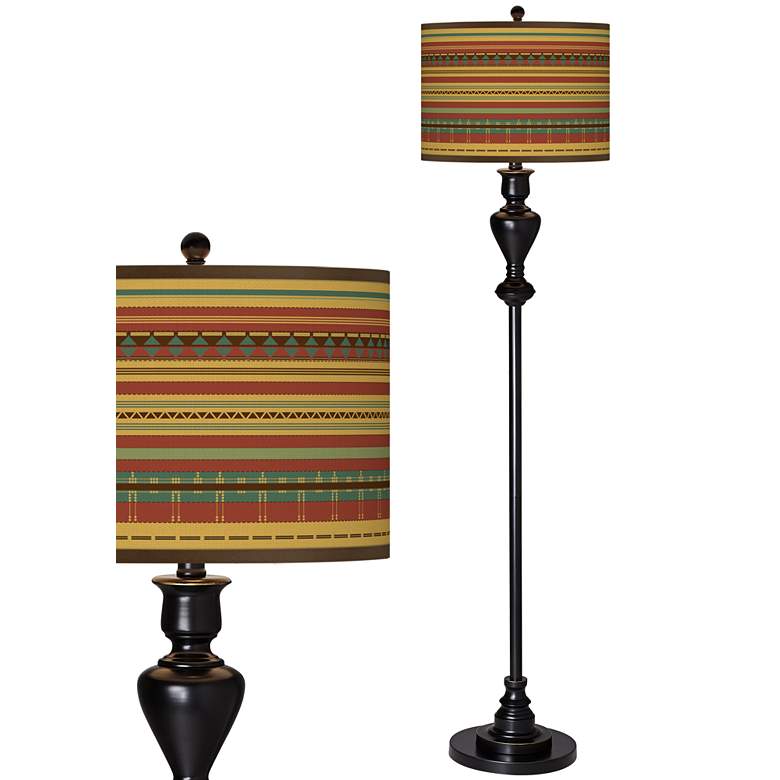 Image 1 Southwest Desert Giclee Glow Black Bronze Floor Lamp