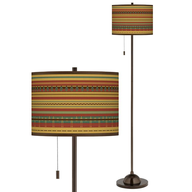 Image 1 Southwest Desert Giclee Glow Bronze Club Floor Lamp