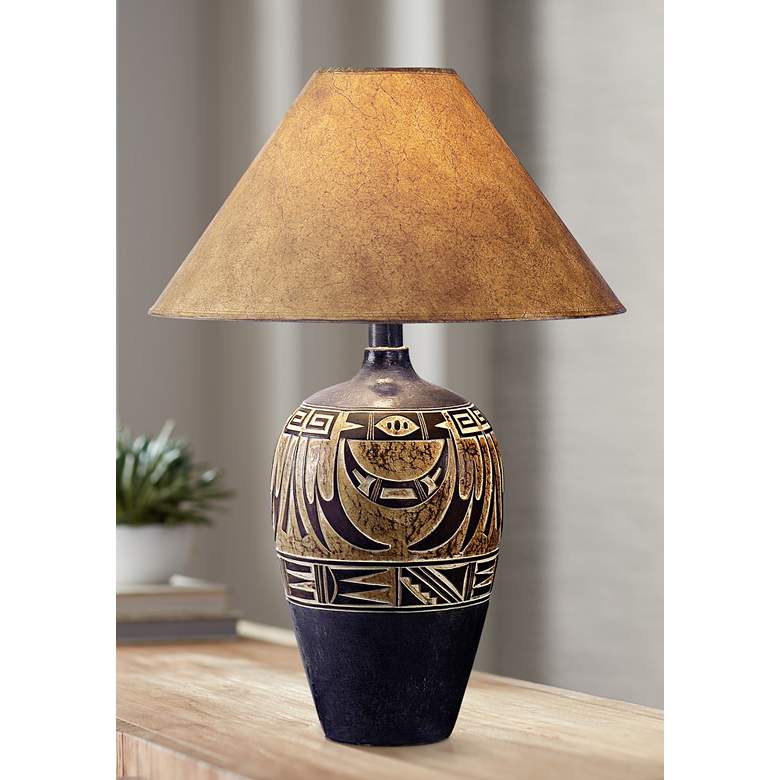 Image 1 Southwest Eagle Pattern 29" High Navy Handcrafted Southwest Table Lamp