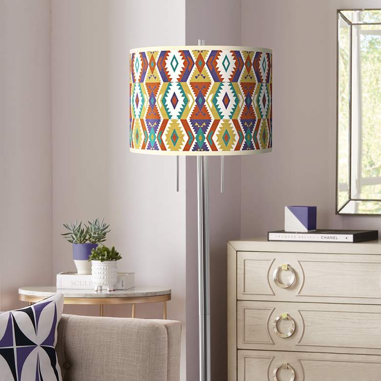 Image 1 Southwest Giclee Brushed Nickel Garth Floor Lamp
