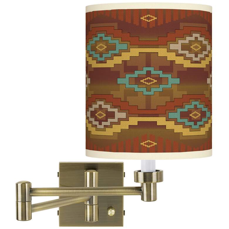 Image 1 Southwest Sienna Antique Brass Swing Arm Wall Lamp