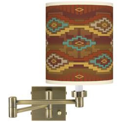 Southwest Sienna Antique Brass Swing Arm Wall Lamp