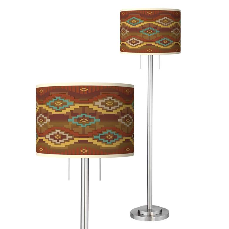 Image 1 Southwest Sienna Giclee Brushed Nickel Garth Floor Lamp