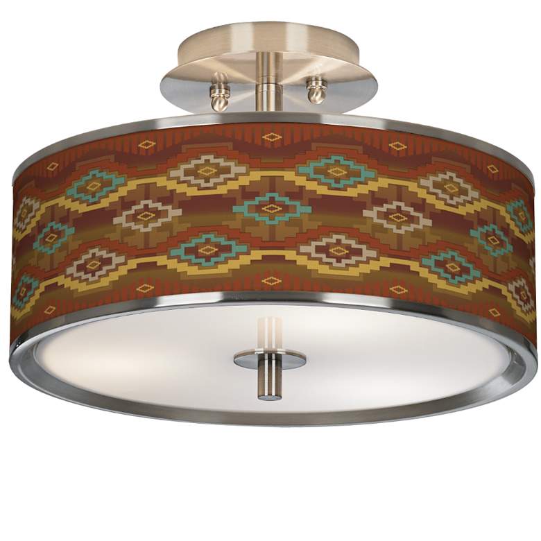 Southwest Sienna Giclee Glow 14&quot; Wide Ceiling Light