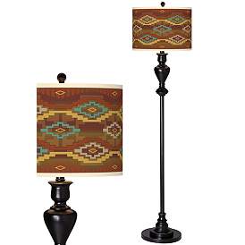 Image1 of Southwest Sienna Giclee Glow Black Bronze Floor Lamp