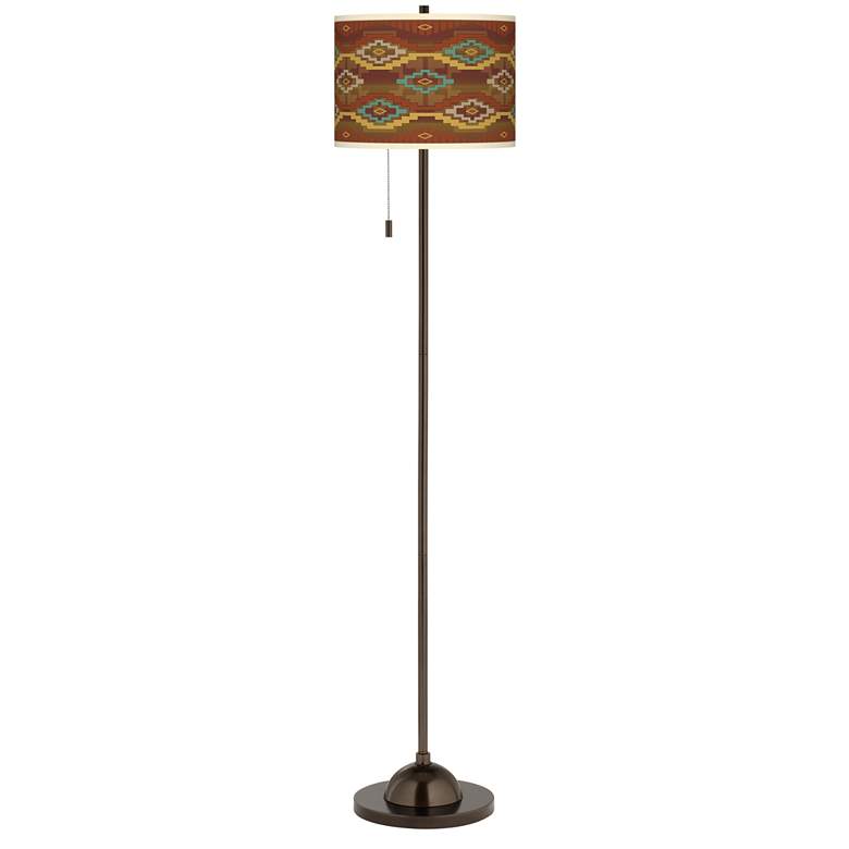 Image 2 Southwest Sienna Giclee Glow Bronze Club Floor Lamp