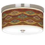 Southwest Sienna Giclee Nickel 10 1/4&quot; Wide Ceiling Light