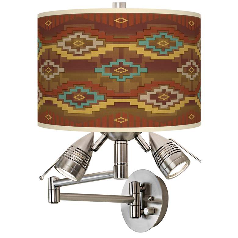 Image 1 Southwest Sienna Giclee Plug-In Swing Arm Wall Lamp