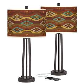 Image1 of Southwest Sienna Susan Dark Bronze USB Table Lamps Set of 2