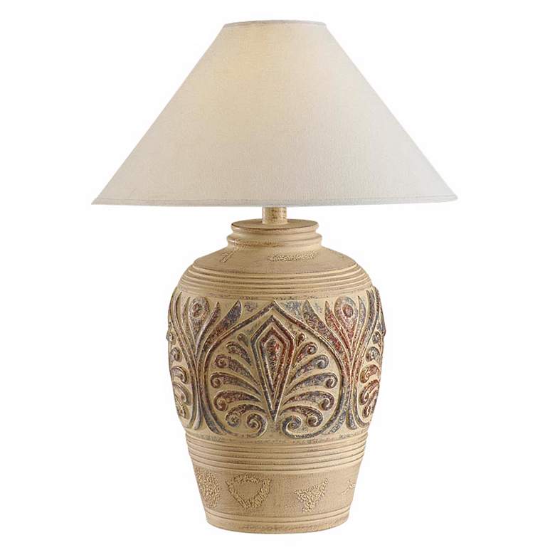 Image 2 Southwest Tan Leaf Design Table Lamp