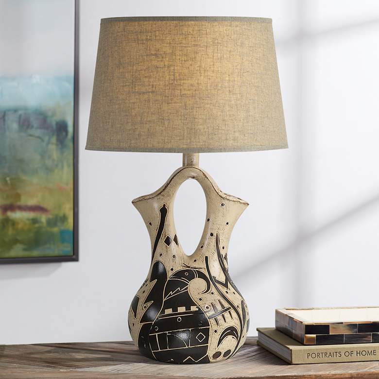 Image 1 Southwest Wade 30" High Weathered Sand Hydrocal Vase Table Lamp