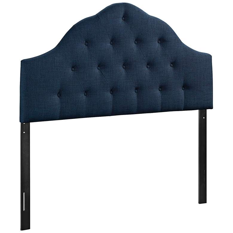 Image 2 Sovereign Navy Fabric Button-Tufted Arch Queen Headboard