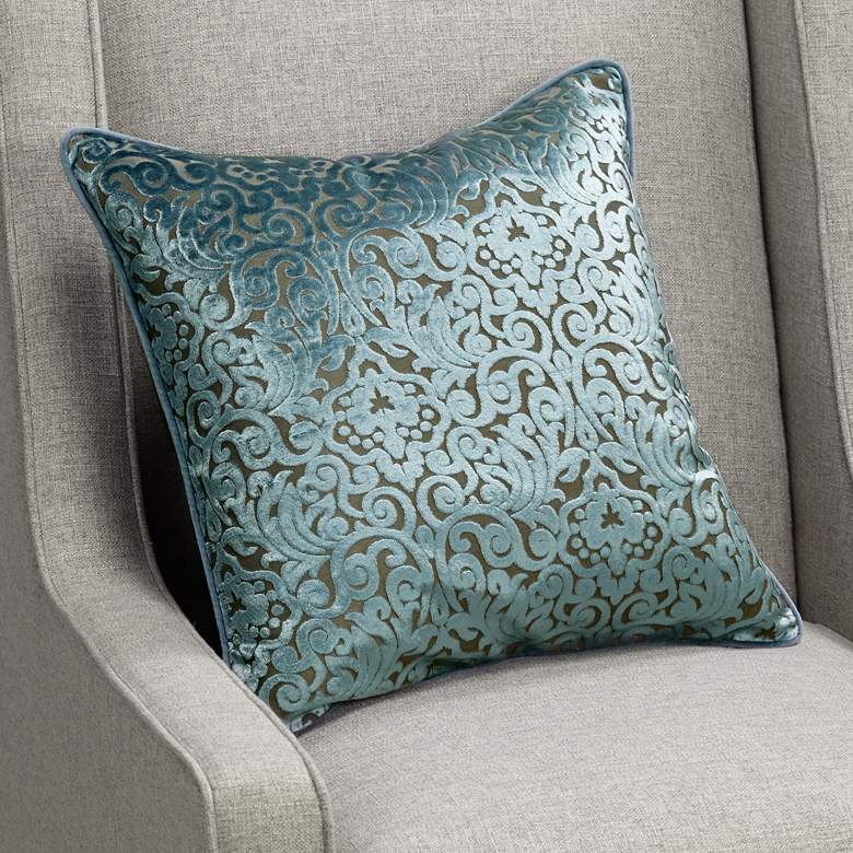 Image 1 Spa Cut Velvet 20" Square Throw Pillow
