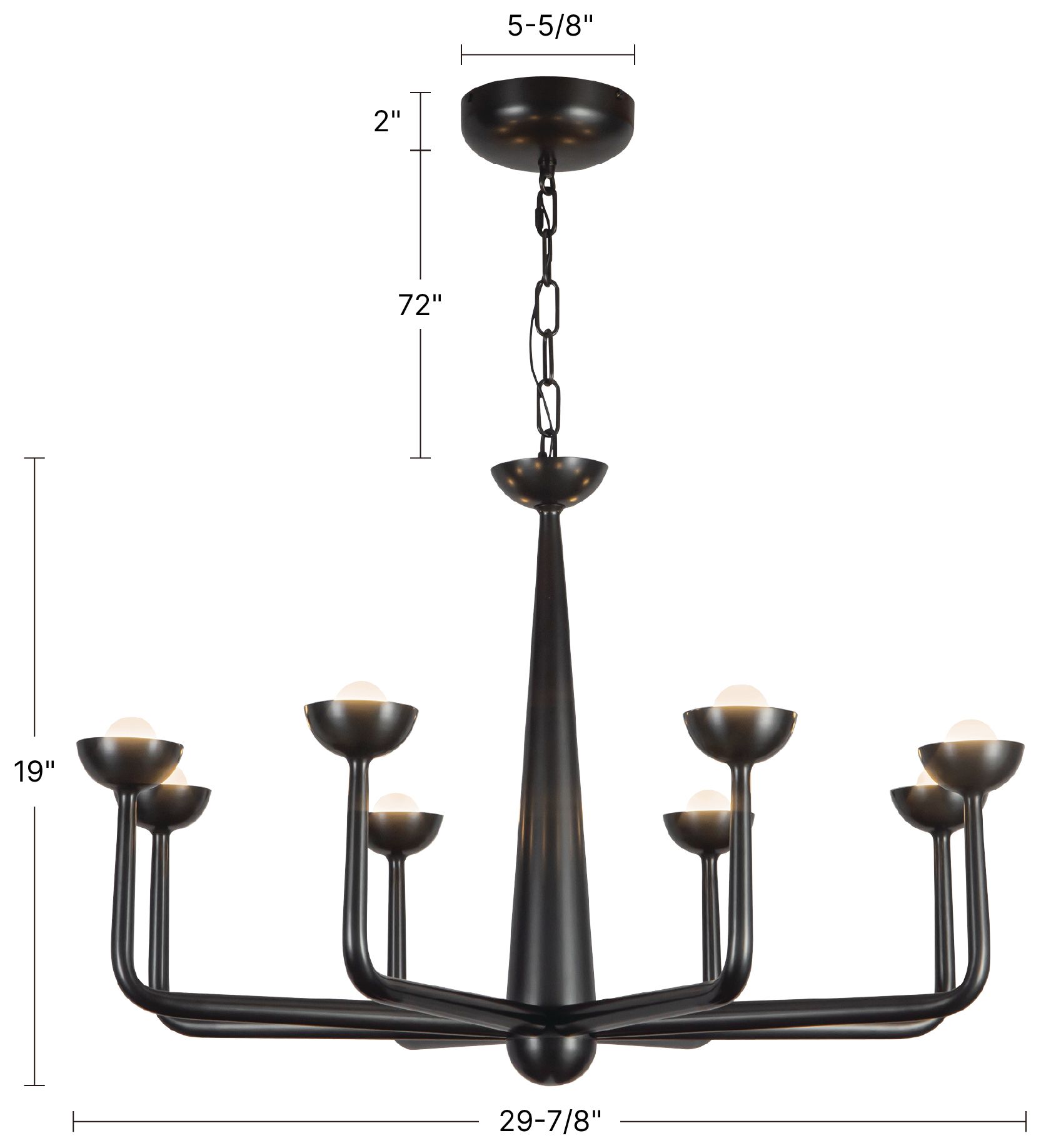 Spade 30-in Antique White dimmable LED Chandelier