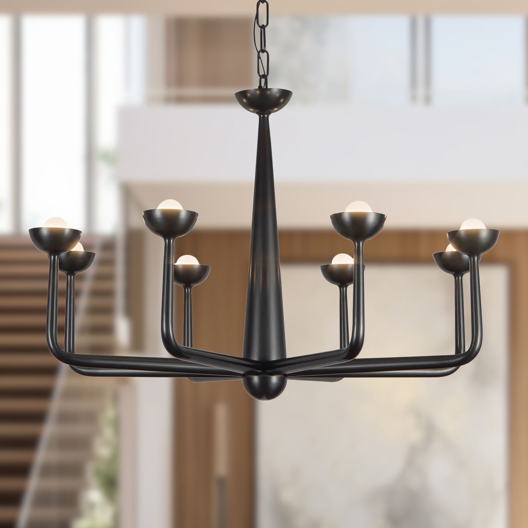 Spade 30-in Urban Bronze dimmable LED Chandelier
