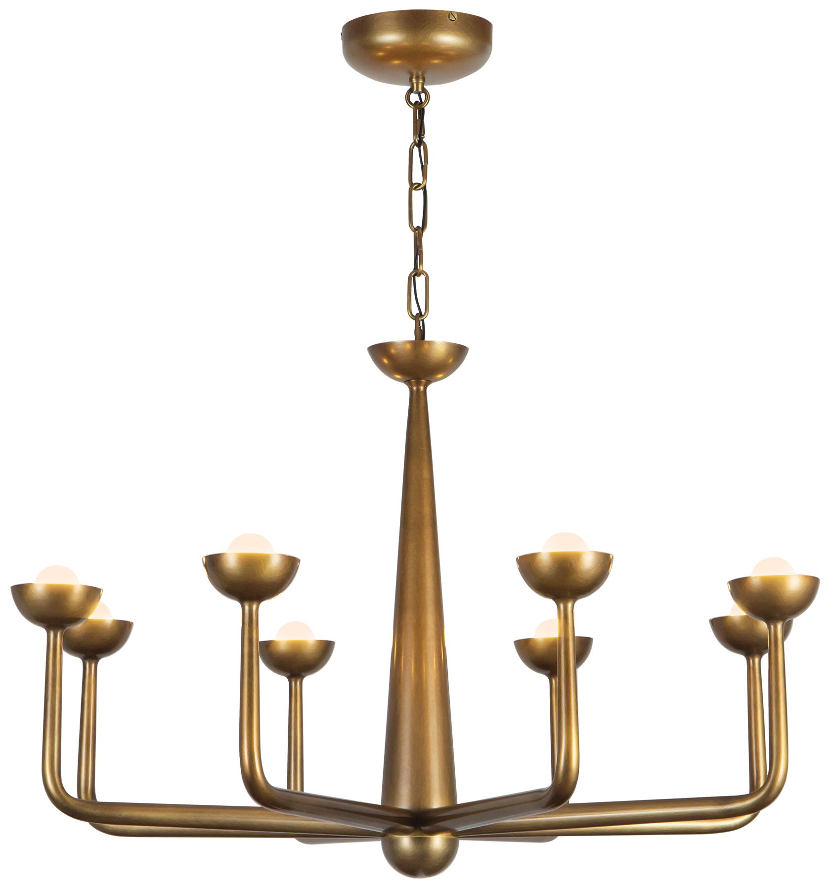 Spade 30-in Vintage Brass dimmable LED Chandelier
