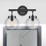 1_Span 11 3/4" High Matte Black and Clear Glass 2-Light Sconce