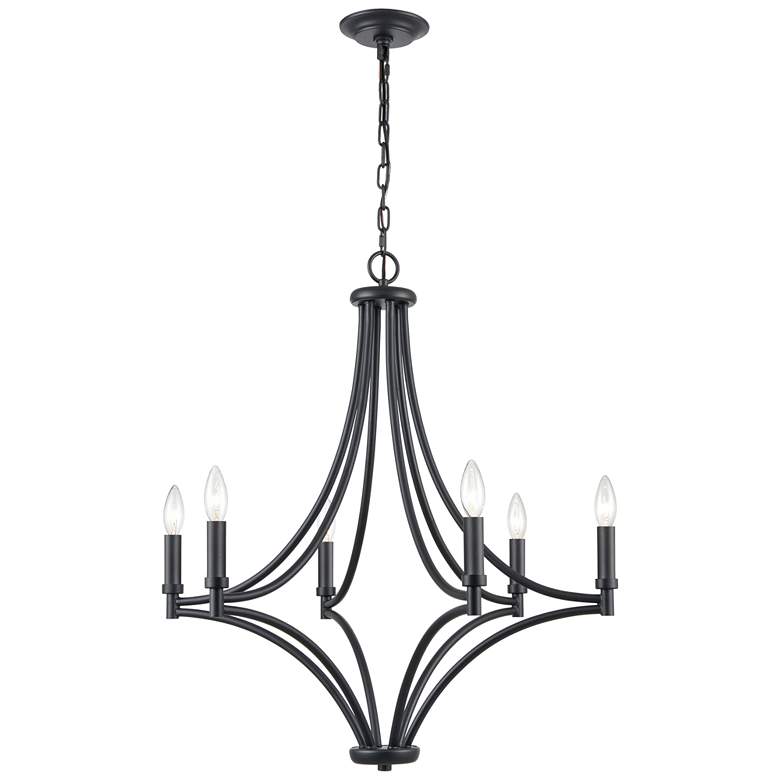 Image 1 Spanish Villa 26 inch Wide 6-Light Chandelier - Charcoal