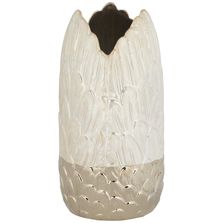 Image 5 Spar 12" High Shiny Pearlized White Gold Decorative Vase more views