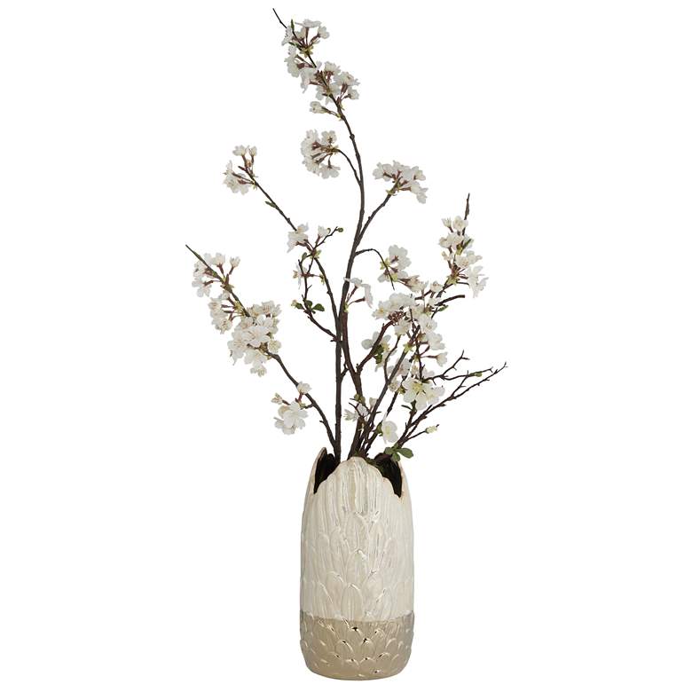 Image 6 Spar 12" High Shiny Pearlized White Gold Decorative Vase more views