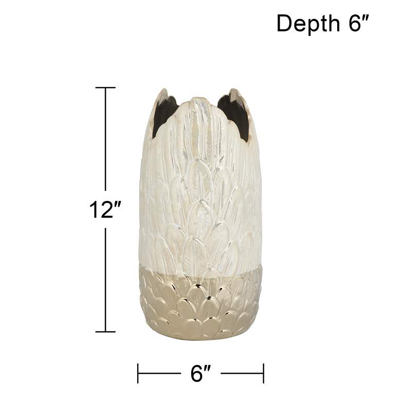 Image 7 Spar 12" High Shiny Pearlized White Gold Decorative Vase more views