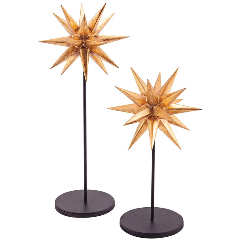 Image 1 Sparkle Black and Gold Table Starbursts - Set of 2