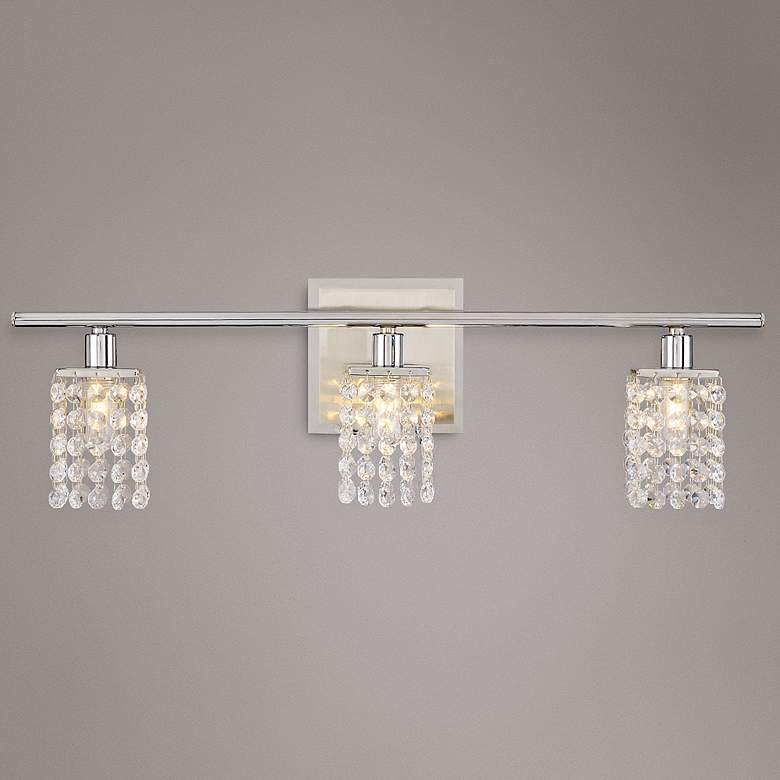 Image 1 Sparkle Chrome 23 1/4" Wide Crystal Bathroom Light Fixture