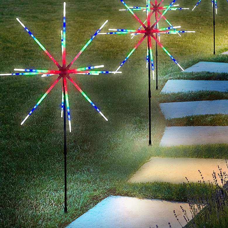 Image 2 Sparkler 34 1/2 inch High Multi-Color LED Plug-In Landscape Lights Set more views