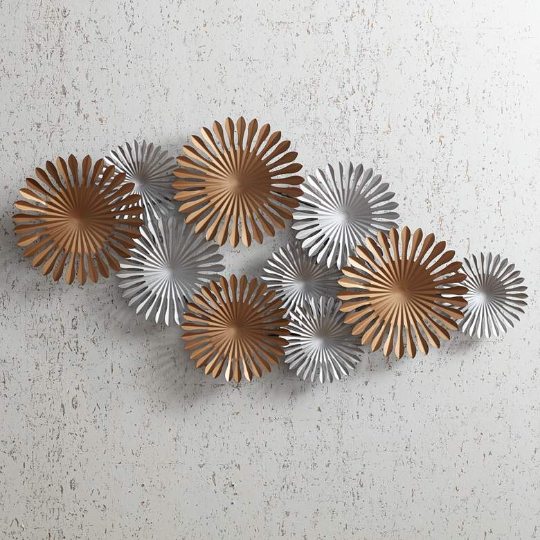 Image 2 Sparks 45" Wide Gold and Silver Metal Wall Art
