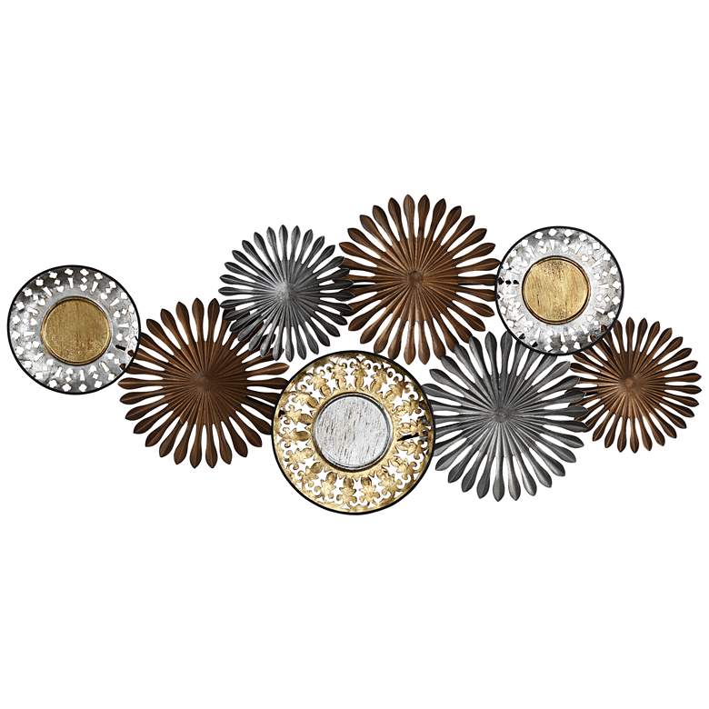 Image 2 Sparks and Disks 39 1/4" Wide Industrial Metal Wall Art