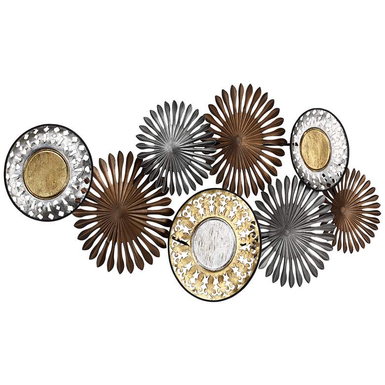 Image 4 Sparks and Disks 39 1/4" Wide Industrial Metal Wall Art more views