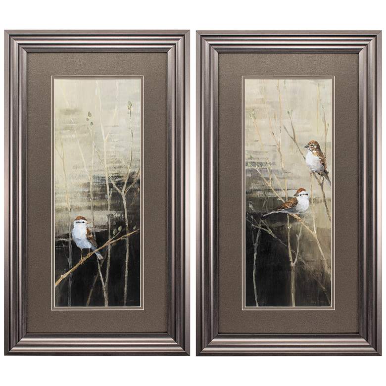 Image 3 Sparrows at Dusk 29 inch High Framed Bird Wall Art Prints Set of 2