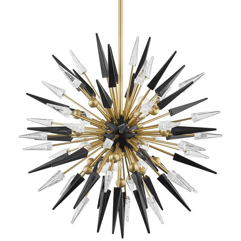 Image 2 Sparta 32 inch Wide Aged Brass 12-Light Sputnik Chandelier