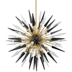 Sparta 32" Wide Aged Brass 12-Light Sputnik Chandelier