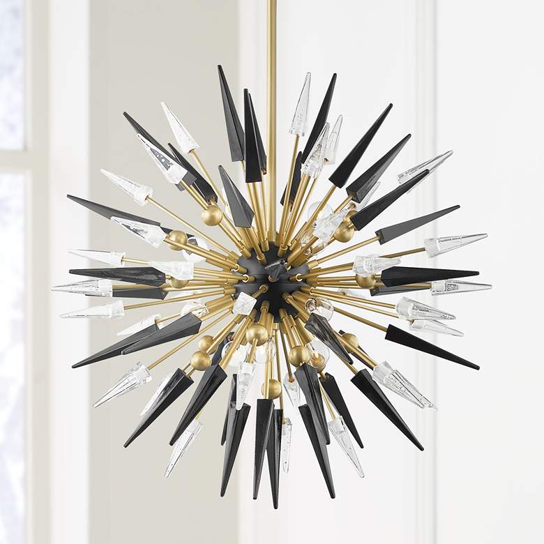 Image 1 Sparta 32" Wide Aged Brass 12-Light Sputnik Chandelier