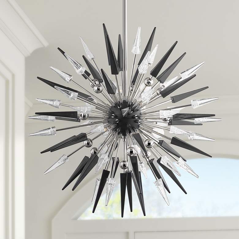 Image 1 Sparta 32 inch Wide Polished Nickel 12-Light Sputnik Chandelier